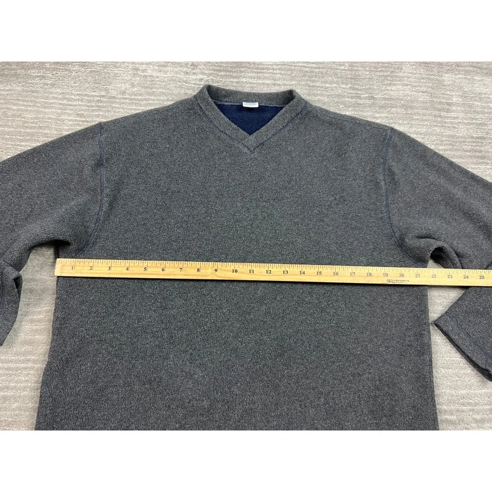 Old Navy Fleece Pullover Mens 16 Gray V-Neck Long Sleeve Contrast Stitching